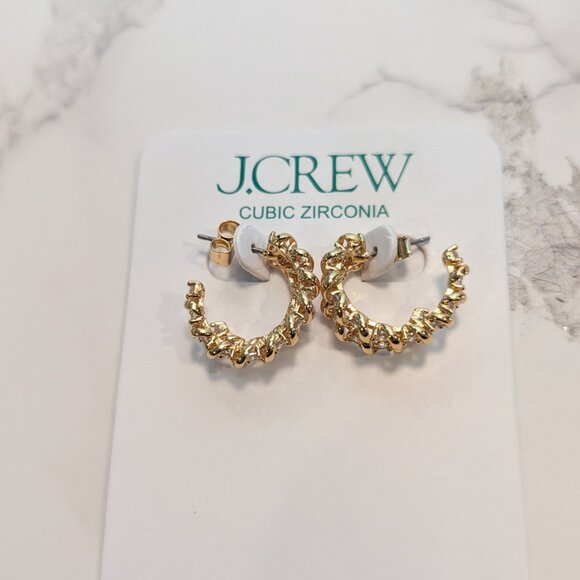 J.Crew Crystal and gold-tone Huggie Cubic Zirconia Earrings - Picture 5 of 5